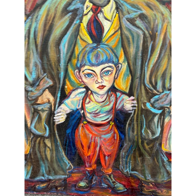 Red Original Acrylic on Canvas Painting, Artist Unknown For Sale - Image 8 of 12