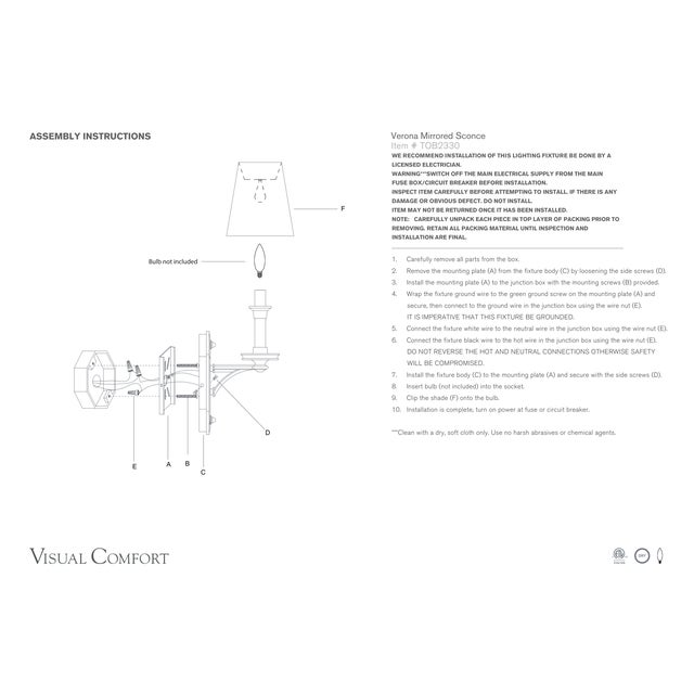 Traditional Thomas O'Brien for Visual Comfort Signature Verona Mirrored Sconce in Hand-Rubbed Antique Brass with Linen Shade For Sale - Image 3 of 3