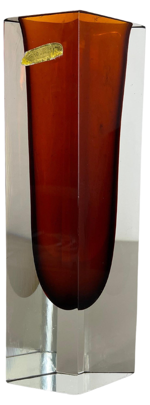 Large Ochre Murano Glass Sommerso Vase by Flavio Poli, 1970s