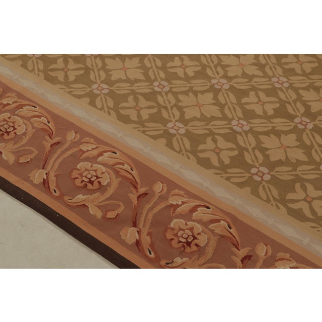 2010s Rug & Kilim’s Aubusson Style Flatweave in With Beige-Brown Floral Pattern For Sale - Image 5 of 7
