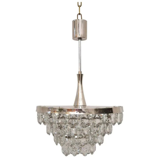 Metal Crystal Glass Chandelier from Kinkeldey For Sale - Image 7 of 7