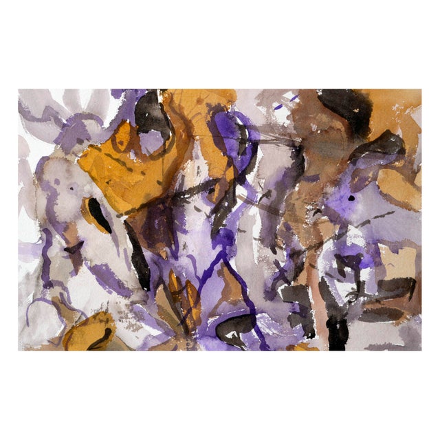 Purple mixed abstract by Les (Leslie Luverne) Anderson (American, 1928-2009). Signed "Les Anderson" lower right. Unframed....