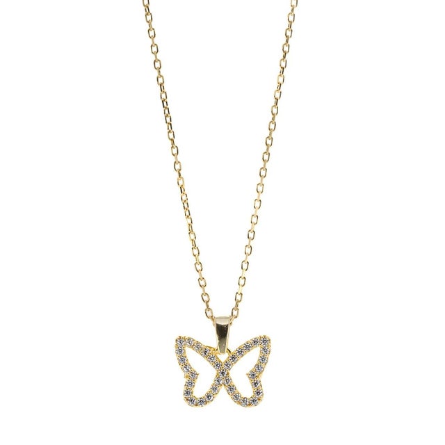 Gold Gold Sparkly Butterfly Necklace For Sale - Image 8 of 8