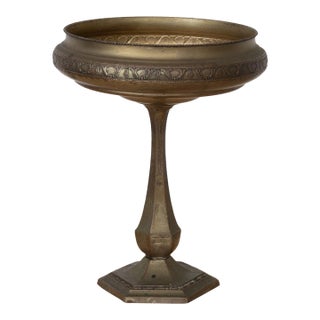 1930s Large French Pewter Pedestal Dish For Sale