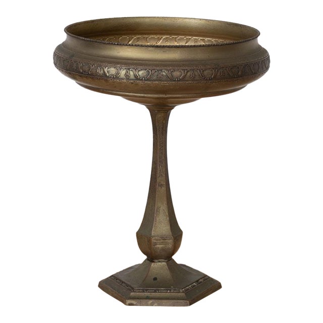 1930s Large French Pewter Pedestal Dish For Sale