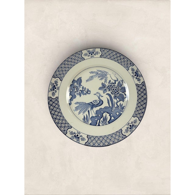 Antique English Wood & Sons "Yuan" Blue & White Transferware Dinner Plates, Set of 5 For Sale - Image 14 of 16