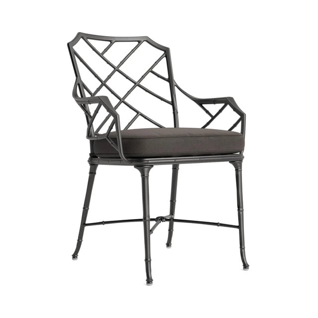 Brown Jordan Calcutta Arm Chair, Textured Pewter frame with Fusion Charcoal fabric For Sale - Image 12 of 12