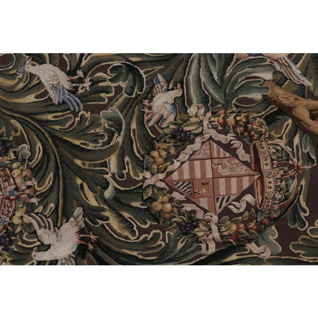 Rug & Kilim’s Armorial Tudor Style Rug in Black, With Beige, Blue and Gold Tones For Sale In New York - Image 6 of 8
