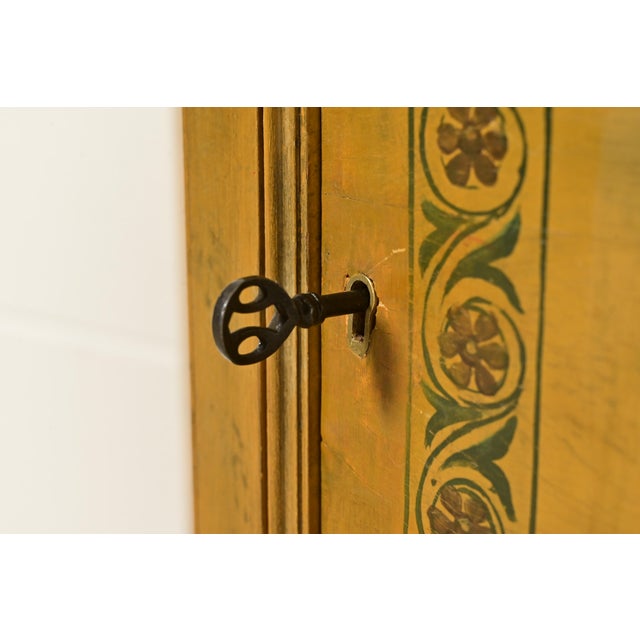 Yellow Italian Neoclassical Paint Decorated Demilune Console or Bar Cabinet For Sale - Image 8 of 14