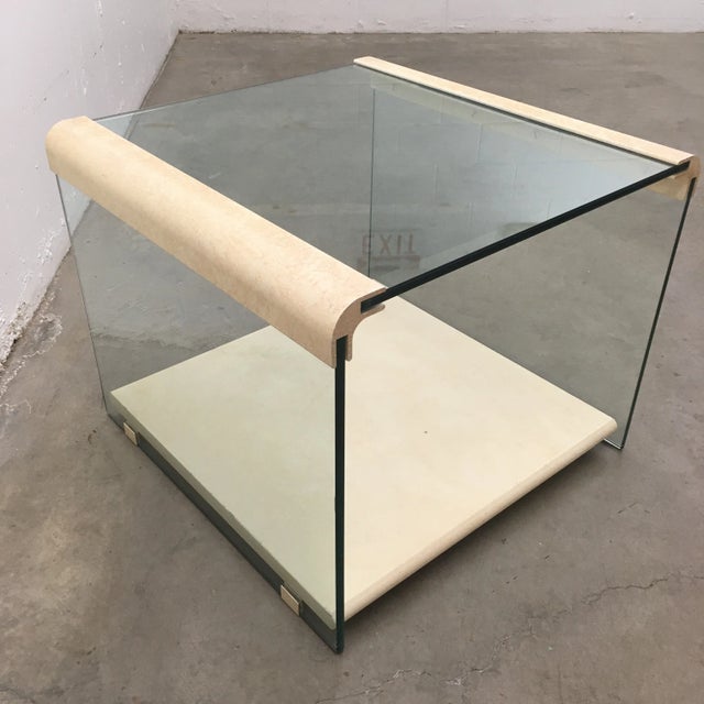 Vintage glass waterfall side or end table Pace Collection style by Silver Furniture Company Knoxville, Tennessee circa 1990