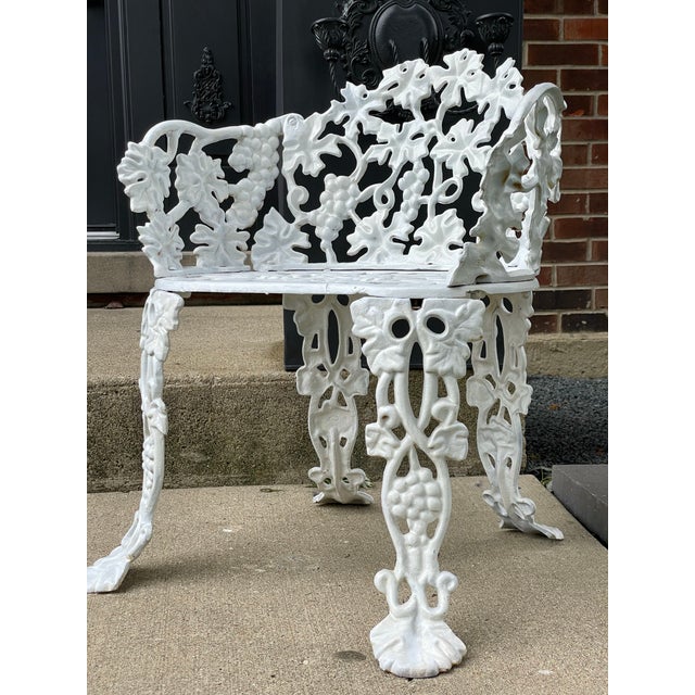 2 Vintage Victorian-Style Cast Iron Grapevine Leaf Garden Patio Chairs For Sale - Image 4 of 11