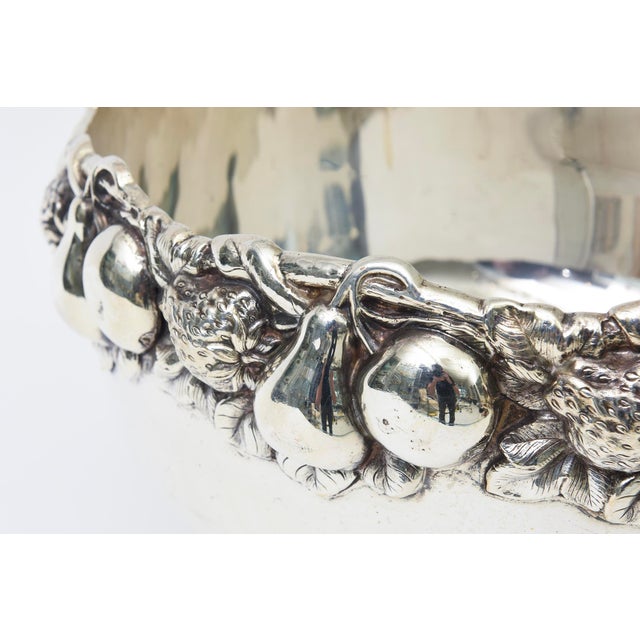 1950s Vintage Large Silver Plated Bowl With Fruit Embellishments, 1950's For Sale - Image 5 of 10