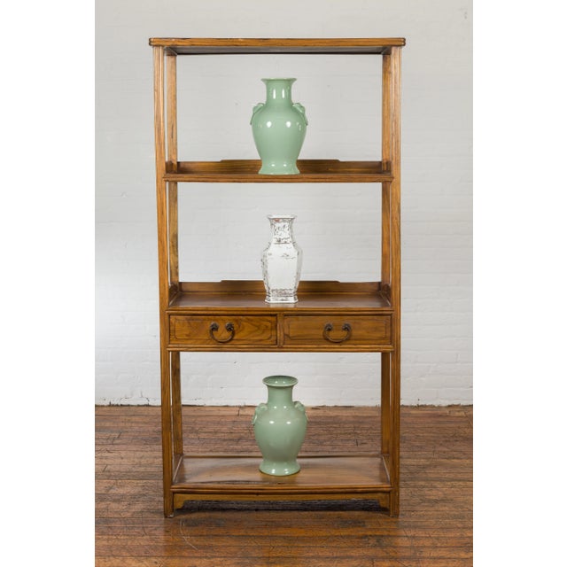 Asian Chinese Late Qing Dynasty Period Bookshelf with Classic Design and Drawers For Sale - Image 3 of 13