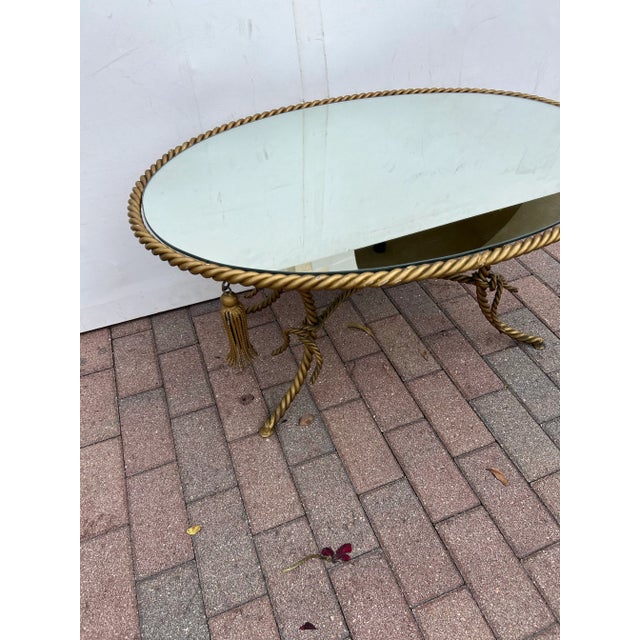 French Early 20th Century Vintage Maison Jansen Style Bronze Side Table With Mirror Top. For Sale - Image 3 of 7