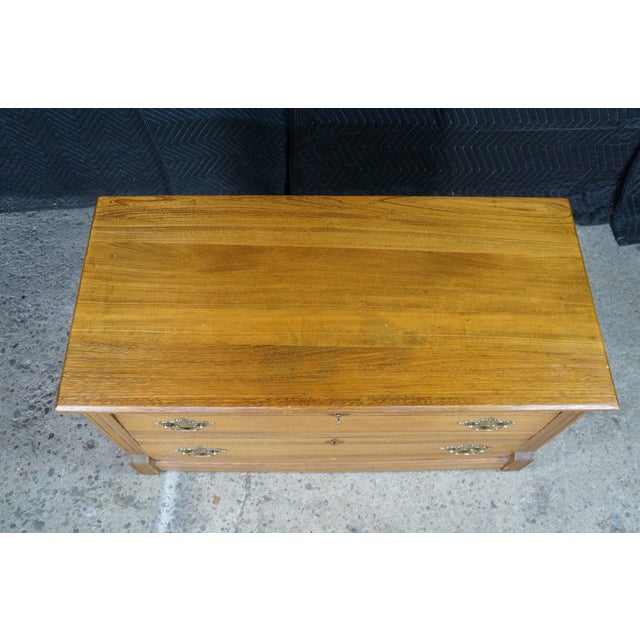 Antique Victorian Oak Two Drawer Lowboy Dresser Blanket Chest Tv Console Bench 43" For Sale - Image 4 of 17