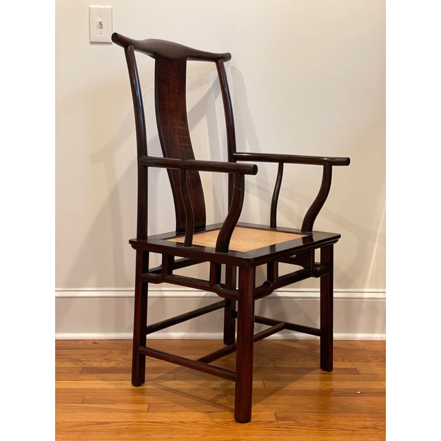 Brown Vintage Asian Chinoiserie Yoke Back Chair For Sale - Image 8 of 12