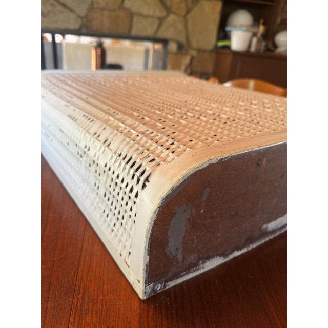 Mid 20th Century Wall-Mounted Woven Laundry Basket With Metal Lid For Sale - Image 9 of 10