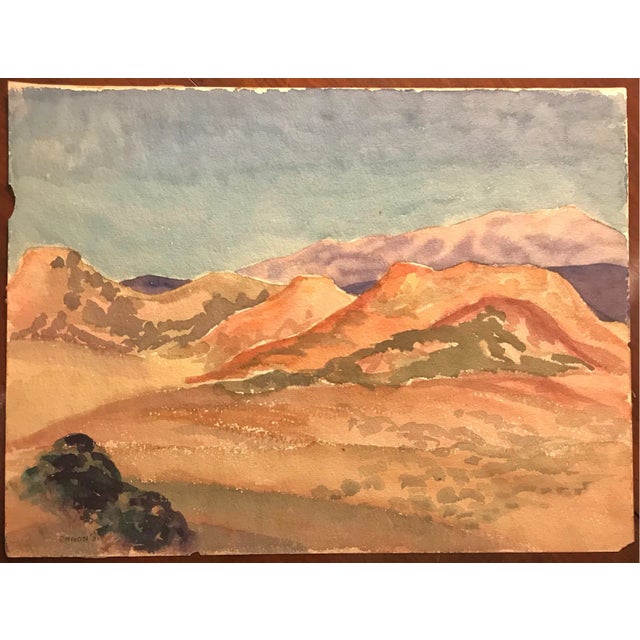 Traditional 1930s Mercedes Erixon Hoshall Western Desert Watercolor For Sale - Image 3 of 4
