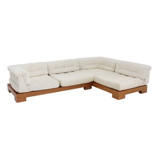Vintage First Edition Mah Jong Corner Sofa in Linen by Hans Hopfer for Roche Bobois, 1970s, Set of 8 For Sale