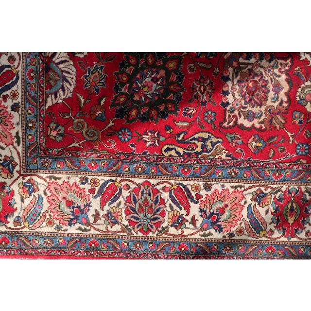 1920s, Antique Tabriz Wool Rug, Allover Shah Abbasi Floral, Crimson Field, 9 X 13 For Sale - Image 14 of 16