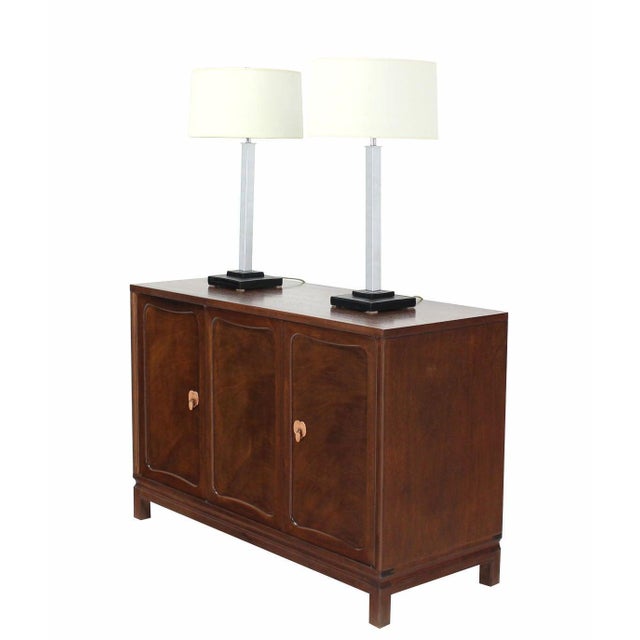 Mid-Century Modern Pair of Chrome Stitched Square Leather Bases Modern Table Lamps by Nessen MINT For Sale - Image 3 of 8