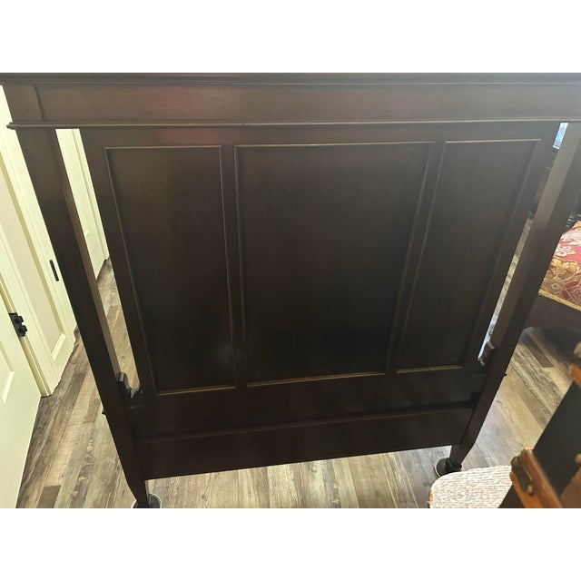 Late 19th Century Extra Long, Victorian/Napoleon III Era Twin Bed, Headboard, Footboard and Side Rails, Marquetry Inlay, Walnut, C1870’s For Sale - Image 5 of 12