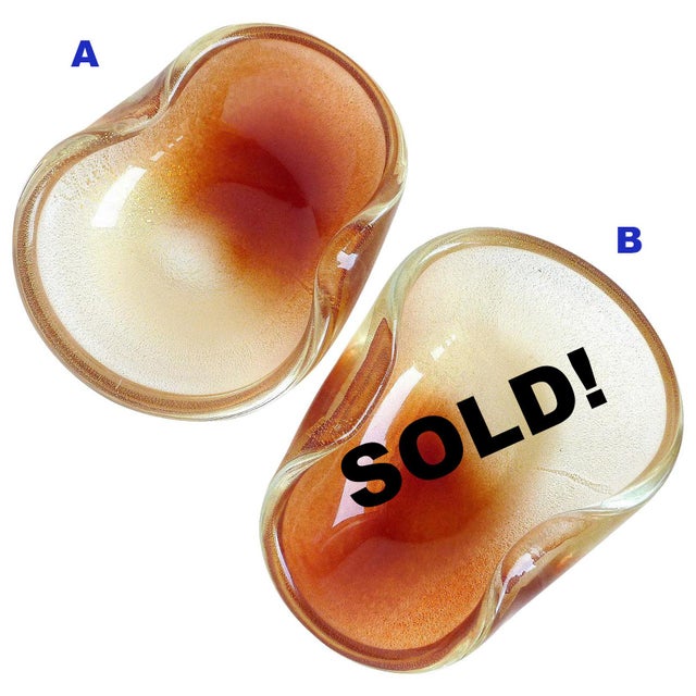 Mid 20th Century Vintage Murano Seguso Rusty Red Gold Flecks Pulveri Italian Art Glass Mid Century Decorative Bowl For Sale - Image 5 of 5