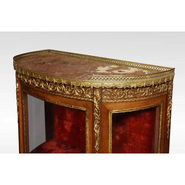 Glass Walnut Bow Fronted Display Cabinet For Sale - Image 7 of 10