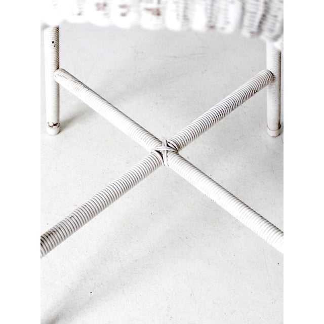 Wood Antique White Wicker Parlor Table For Sale - Image 7 of 12