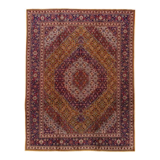 Vintage Tabriz Handmade Dark Pink Medallion Wool Rug For Sale
