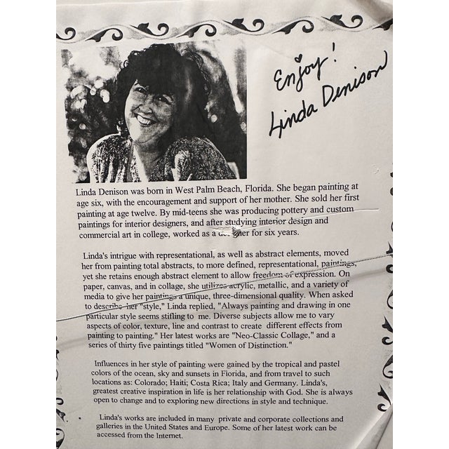 Paper 1990s Linda Denison Signed & Numbered Original Artwork 23/40 – Ornate Framed Wall Art – 23.5” X 18.5” For Sale - Image 7 of 11