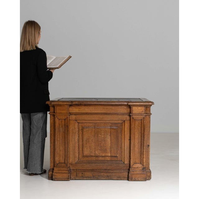 1870s French Neoclassical Oak Desk With Oilcloth Top For Sale - Image 17 of 18