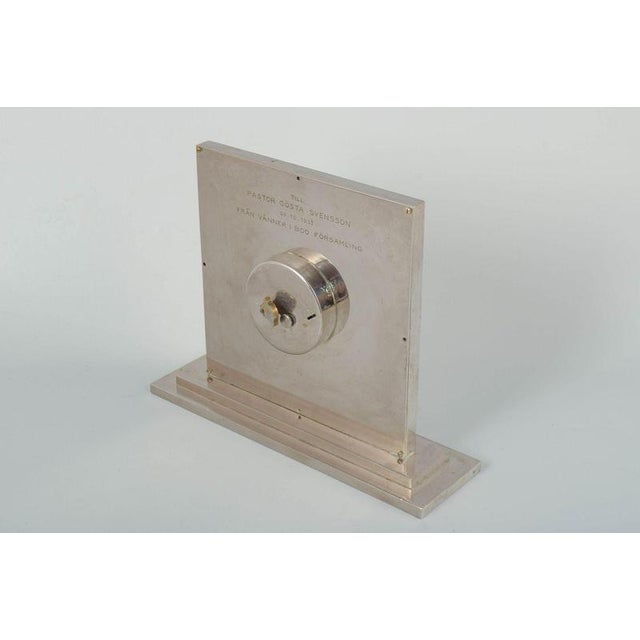 Art Deco Rectangular Silver-Plated Mantel Clock Base, Sweden, 1930s For Sale - Image 4 of 6