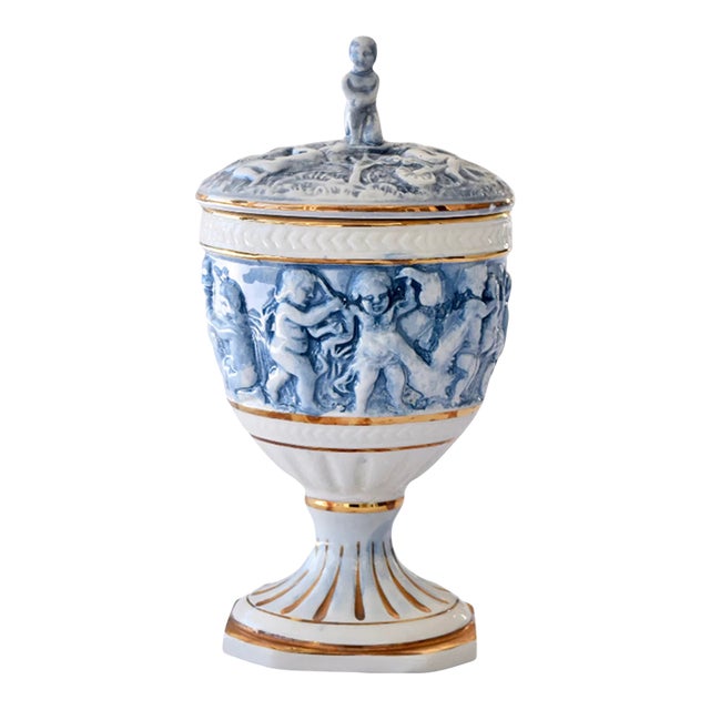 Capodimonte Cherub Urn With Lid For Sale