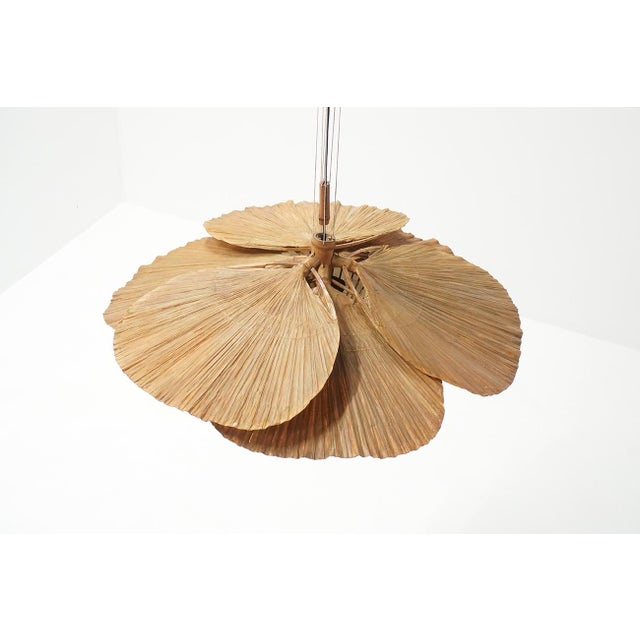 Brown Large Uchiwa Series Hana I Chandelier by Ingo Maurer for Design M, Germany, 1970s For Sale - Image 8 of 14