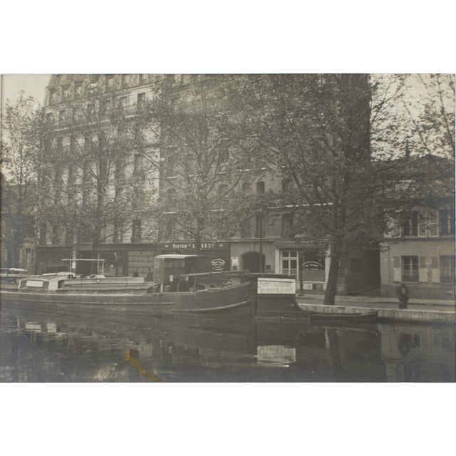 Art Deco Paris, Circa 1930, Canal St Martin, Silver Gelatin Black and White Photography For Sale - Image 3 of 7