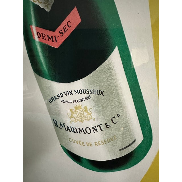 Original C Nicolitch 'R. Marimont & Co' Vintage Framed French Champagne Poster Circa 1954 For Sale - Image 4 of 13