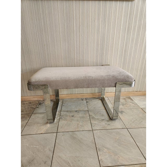 Chrome 1970s Style of Tri-Mark Milo Baughman Modern Design Chrome Bench For Sale - Image 8 of 13