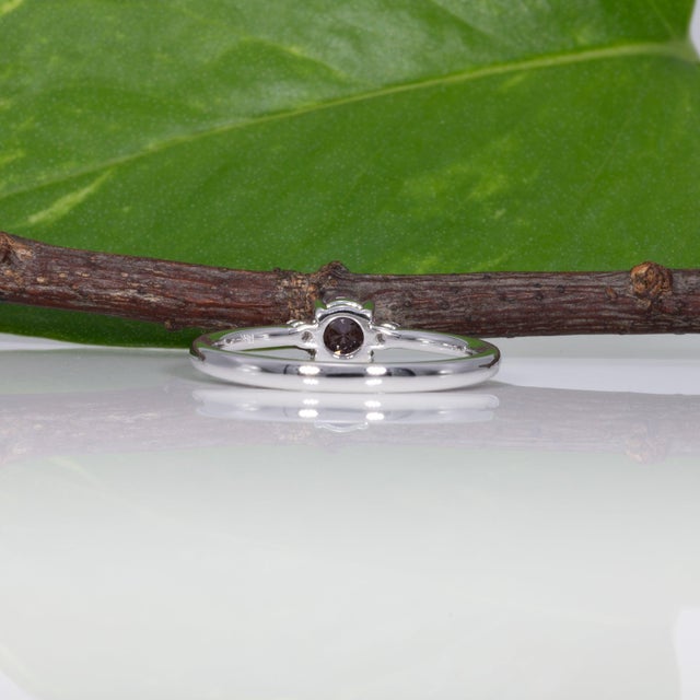 Purple Purple Spinel Ring With Earth-Mined Diamond Accents in Solid 14k Gold, Round 5mm, Size 6.75 For Sale - Image 8 of 9
