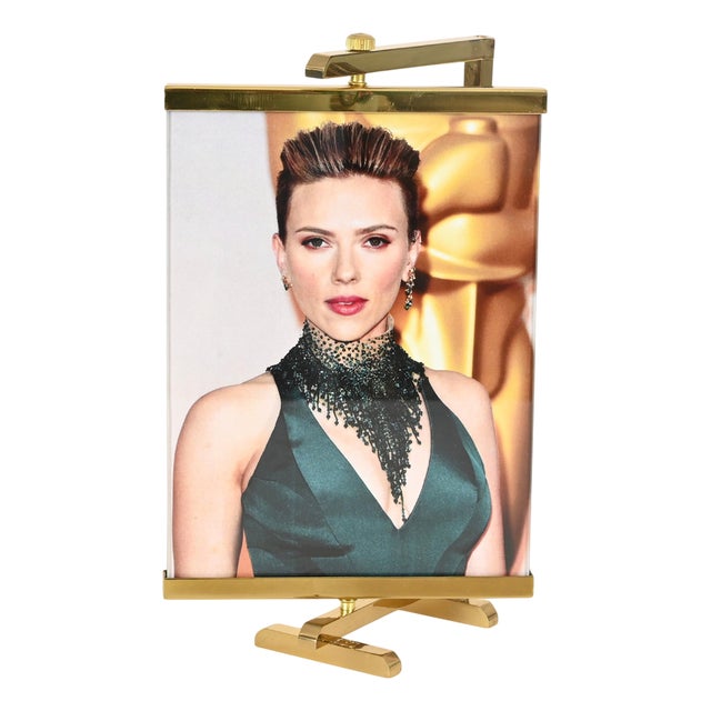 Italian Brass Easel-Shaped Photo Frame from Montagnani, Italy, 1970s For Sale