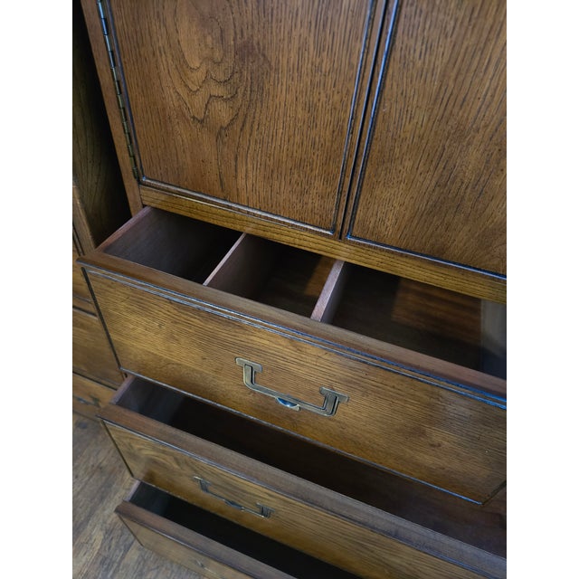 Wood 1970s Henredon Artefacts Campaign-Style Mid-Century Gentleman's Armoire For Sale - Image 7 of 8