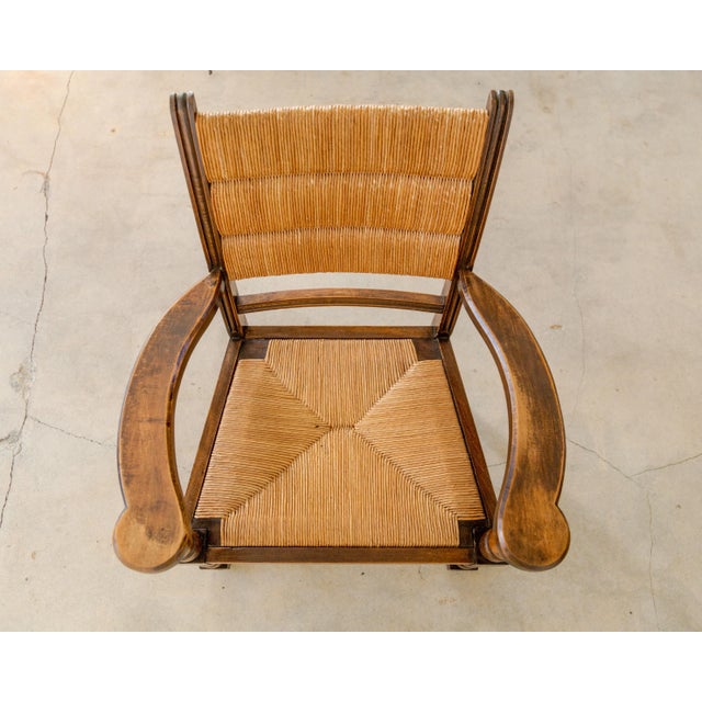 1940s Turned Chestnut Frame + Rush Armchairs- Set of 2 For Sale In Los Angeles - Image 6 of 12