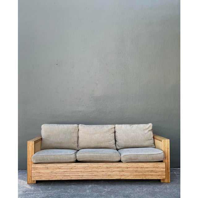 Vintage Lane Pencil Reed and Cane Sofa For Sale - Image 10 of 12