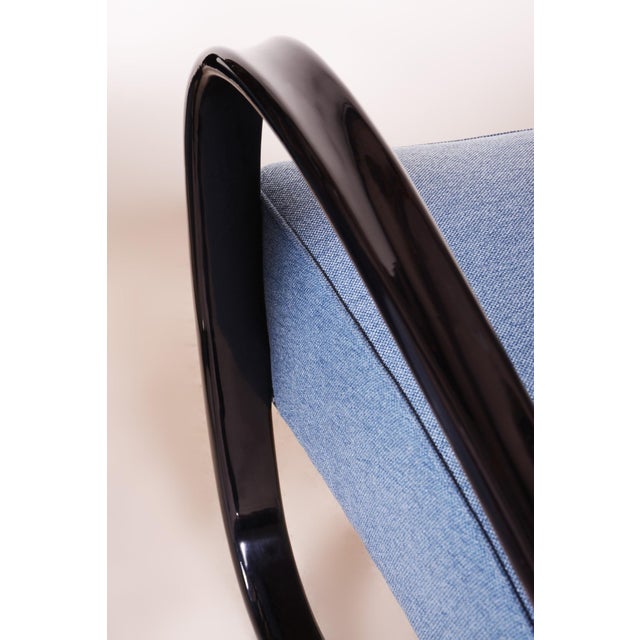Black Czech Art Deco Beech Armchair attributed to J. Halabala for Up Zavody, 1930s For Sale - Image 8 of 10