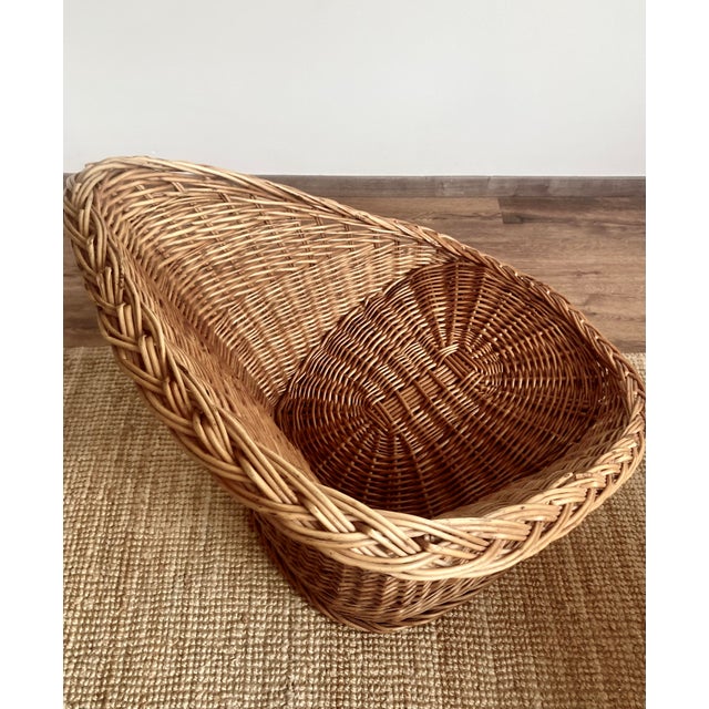 Wood Mid-Century French Barrel Wicker Armchair in Woven Rattan and Willow, 1960s For Sale - Image 7 of 11