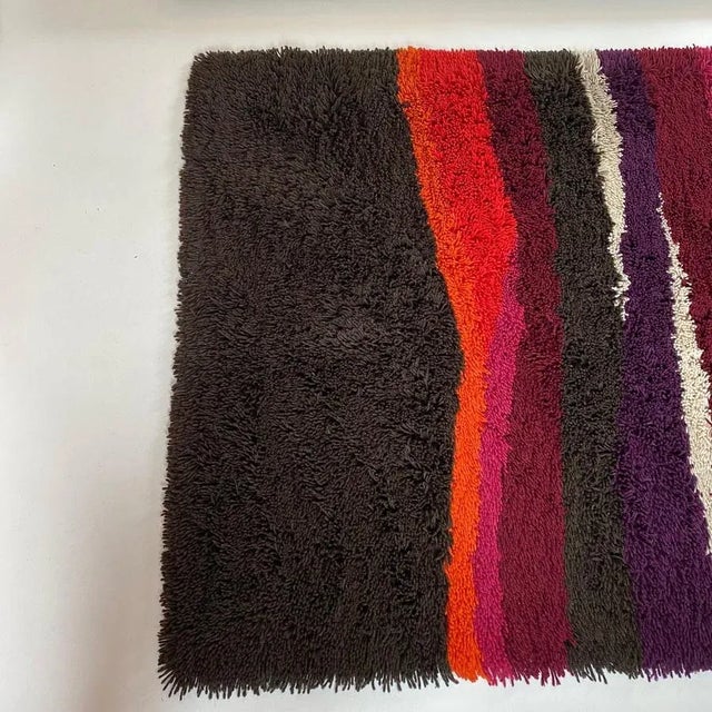 1970s Vintage Dutch Colorful Stripes Panton Style High Pile Rug by Desso, 1970s For Sale - Image 5 of 18
