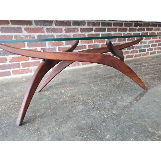 Mid-Century Modern Forest Wilson Walnut & Glass Coffee Table MCM Vintage For Sale - Image 3 of 11