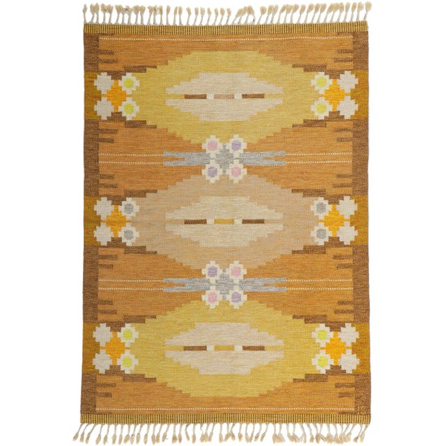 Ingegerd Silow Swedish Rollakan Rug Örbyhus Gul - 05'06 X 07'09 For Sale - Image 10 of 10