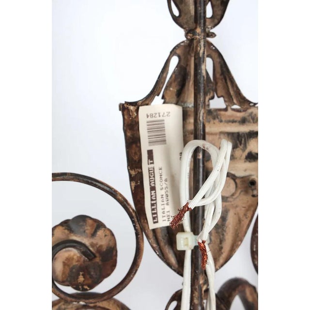 Fine Pair of Lillian August Florentine Italian Tole Style Lighting Sconces For Sale - Image 11 of 15