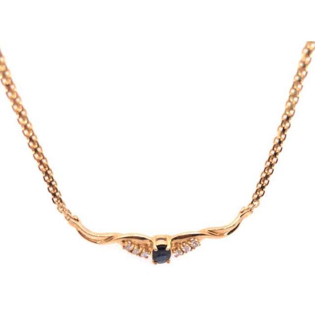 14 Karat Gold Cable Necklace With Diamond and Sapphire Soldered Pendant .40tdw For Sale - Image 4 of 12